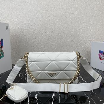 Prada Shoulder Bag Quilted Leather In White 1BD291 Size 28x18x7.5cm