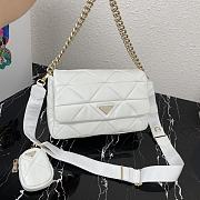 Prada Shoulder Bag Quilted Leather In White 1BD291 Size 28x18x7.5cm - 2