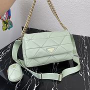Prada Shoulder Bag Quilted Leather In Light Green 1BD291 Size 28x18x7.5cm - 3