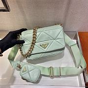 Prada Shoulder Bag Quilted Leather In Light Green 1BD292 Size 21x16x7cm - 6