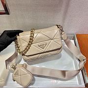 Prada Shoulder Bag Quilted Leather In Beige 1BD292 Size 21x16x7cm - 6