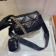 Prada Shoulder Bag Quilted Leather In Black 1BD292 Size 21x16x7cm - 3