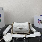 Prada Shoulder Bag Quilted Leather In White 1BD292 Size 21x16x7cm - 1