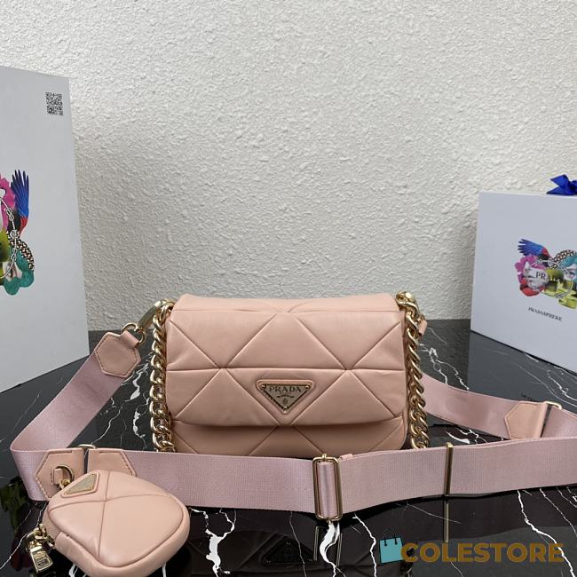 Prada Shoulder Bag Quilted Leather In Pink 1BD292 Size 21x16x7cm - 1