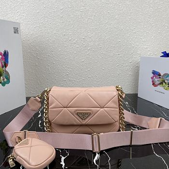 Prada Shoulder Bag Quilted Leather In Pink 1BD292 Size 21x16x7cm