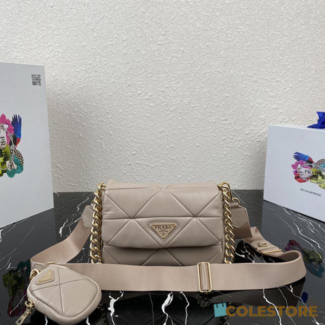 Prada Shoulder Bag Quilted Leather In Dusty Grey 1BD292 Size 21x16x7cm - 1