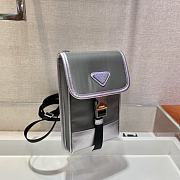Prada Iphone Case Tessuto Saffiano Leather In Silver 2ZH109 Size 12x19x2.5cm - 6