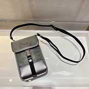 Prada Iphone Case Tessuto Saffiano Leather In Silver 2ZH109 Size 12x19x2.5cm - 5