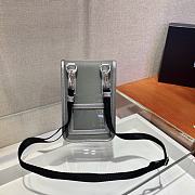 Prada Iphone Case Tessuto Saffiano Leather In Silver 2ZH109 Size 12x19x2.5cm - 2