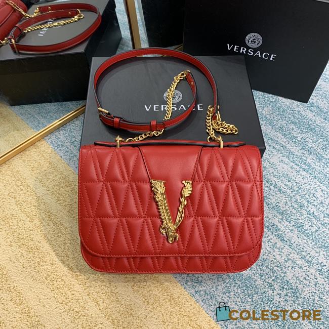 Versace Virtus Quilted Leather Shoulder Bag DBFG9 Size 24x9x16.5cm - 1
