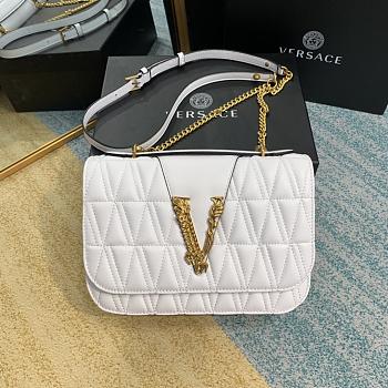 Versace Virtus Quilted Leather Shoulder Bag In White DBFG9 Size 24x9x16.5cm