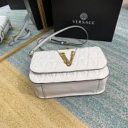 Versace Virtus Quilted Leather Shoulder Bag In White DBFG9 Size 24x9x16.5cm - 3