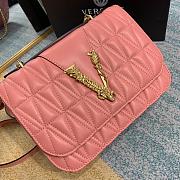 Versace Virtus Quilted Leather Shoulder Bag In Pink DBFG9 Size 24x9x16.5cm - 6