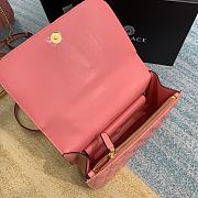 Versace Virtus Quilted Leather Shoulder Bag In Pink DBFG9 Size 24x9x16.5cm - 4