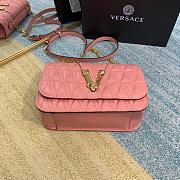 Versace Virtus Quilted Leather Shoulder Bag In Pink DBFG9 Size 24x9x16.5cm - 3