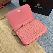 Versace Virtus Quilted Leather Shoulder Bag In Pink DBFG9 Size 24x9x16.5cm - 2