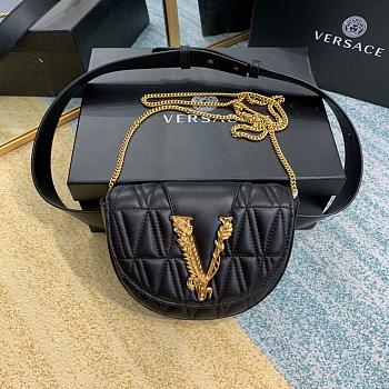 Versace Logo Plaque Quilted Belt Bag In Black DV3G9 Size 18x4x14cm
