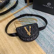 Versace Logo Plaque Quilted Belt Bag In Black DV3G9 Size 18x4x14cm - 4