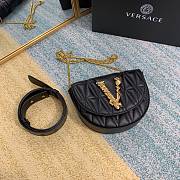 Versace Logo Plaque Quilted Belt Bag In Black DV3G9 Size 18x4x14cm - 6