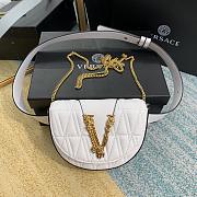 Versace Logo Plaque Quilted Belt Bag In White DV3G9 Size 18x4x14cm - 1