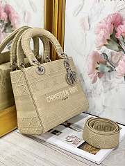 Dior Medium Lady D-Lite Handbag Cane Embroidery M0565 Size 24x20x11cm - 5
