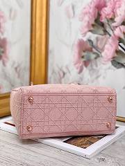 Dior Medium Lady D-Lite Handbag Cane Embroidery In Pink Rose Gold M0565 Size 24x20x11cm - 4