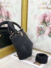 Dior Medium Lady D-Lite Handbag Cane Embroidery In Black Gold Buckle M0565 Size 24x20x11cm - 3