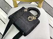 Dior Medium Lady D-Lite Handbag Cane Embroidery In Black Gold Buckle M0565 Size 24x20x11cm - 4