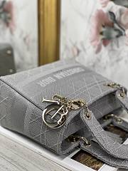 Dior Medium Lady D-Lite Handbag Cane Embroidery In Grey Gold Buckle 24cm - 5