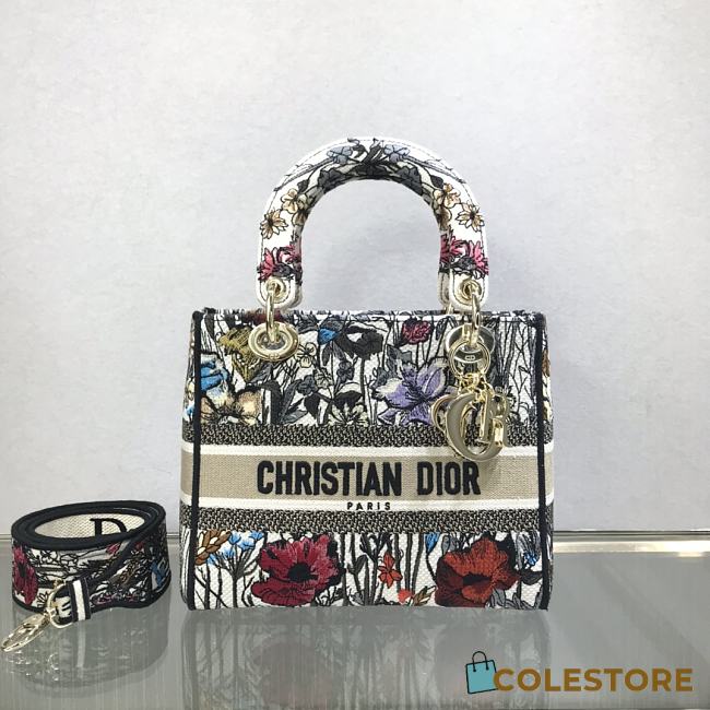 Dior Medium Lady D-Lite Mille Fleurs Embroidery 24cm - 1