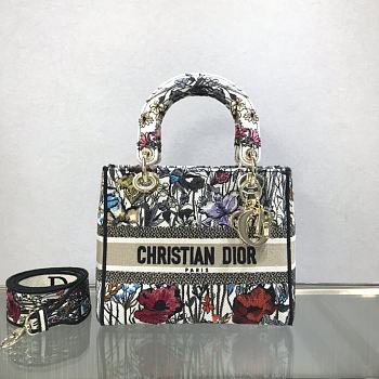 Dior Medium Lady D-Lite Mille Fleurs Embroidery 24cm