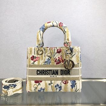 Dior Medium Lady D-Lite Hibiscus Metallic Bag 24cm