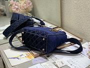 Dior Medium Lady D-Lite Handbag Cane Embroidery In Blue Gold Buckle 24cm - 4