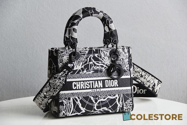 Dior Medium Lady D-Lite Black&White Handbag 44532 Size 24x20x11cm - 1