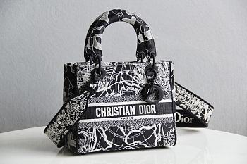 Dior Medium Lady D-Lite Black&White Handbag 44532 Size 24x20x11cm