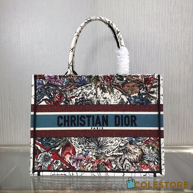 Small Dior Book Tote Latte Multicolor Constellation 36.5cm - 1