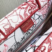 DIOR Book Tote Red and White D-Royaume d'Amour Embroidery 36.5cm - 4