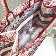 DIOR Book Tote Red and White D-Royaume d'Amour Embroidery 36.5cm - 5