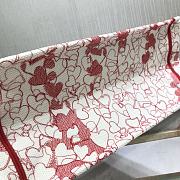 DIOR Book Tote Red and White D-Royaume d'Amour Embroidery 36.5cm - 6