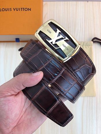 Louis Vuitton Brown Crocodile Leather Belt