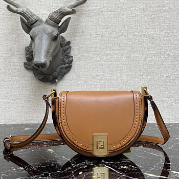 Fendi Moonlight Brown Leather Bag 8BT34 Size 21x9x14cm