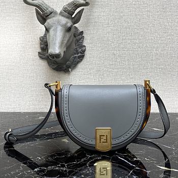 Fendi Moonlight Grey Leather Bag 8BT34 Size 21x9x14cm