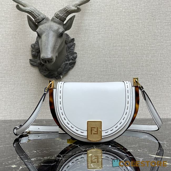 Fendi Moonlight White Leather Bag 8BT34 Size 21x9x14cm - 1