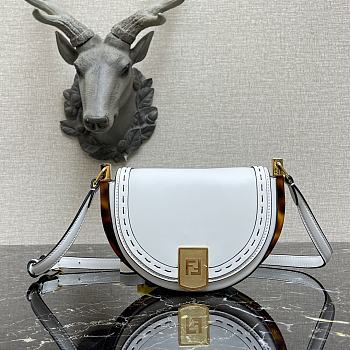 Fendi Moonlight White Leather Bag 8BT34 Size 21x9x14cm