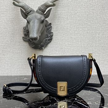 Fendi Moonlight Black Leather Bag 8BT34 Size 21x9x14cm