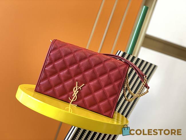 YSL Becky Chain Shoulder Bag Quilted Leather 65077 Size: 25x17x7cm - 1