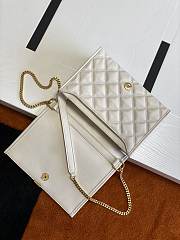 YSL Becky Chain Shoulder Bag In White Quilted Leather 65077 Size: 25x17x7cm - 6