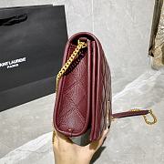 YSL Becky Chain Shoulder Bag In Wine Quilted Leather 65077 Size: 25x17x7cm - 6