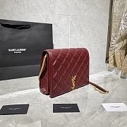 YSL Becky Chain Shoulder Bag In Wine Quilted Leather 65077 Size: 25x17x7cm - 4