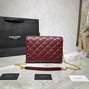 YSL Becky Chain Shoulder Bag In Wine Quilted Leather 65077 Size: 25x17x7cm - 5